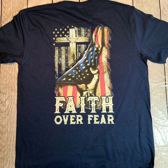Faith Over Fear Shirt - Christian Patriotic Graphic Tee - Cross Flag Design - Picture 6 of 16